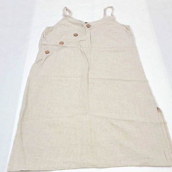 Timing Dresses & Skirts - Timing Tan Spaghetti Strap Button Dress Size L